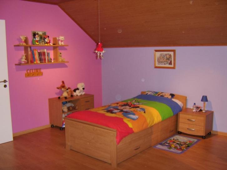 Eenpersoonsbed met lade, lattenbodem en matras, Huis en Inrichting, Slaapkamer | Bedden, Gebruikt, Eenpersoons, Hout, Overige kleuren