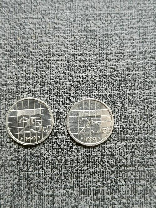 Munten Nederland. 25 cent van 1995 + 1999., Postzegels en Munten, Munten | Nederland, Losse munt, 25 cent, Koningin Beatrix, Verzenden