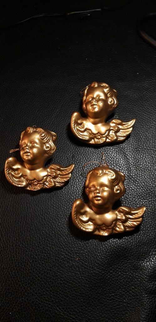 Vintage jaren 70, vergulde engeltjes 8cm/8cm, Hobby & Loisirs créatifs, Articles de fête, Comme neuf, Enlèvement ou Envoi