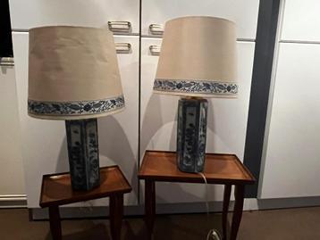 Twee vintage tafellampen met Chinese print