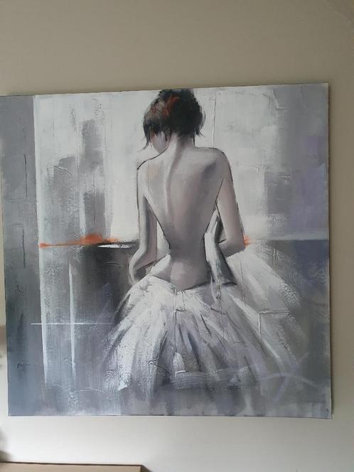 Groot Schilderij: Vrouw met Blote Rug, Antiek en Kunst, Kunst | Schilderijen | Modern, Ophalen