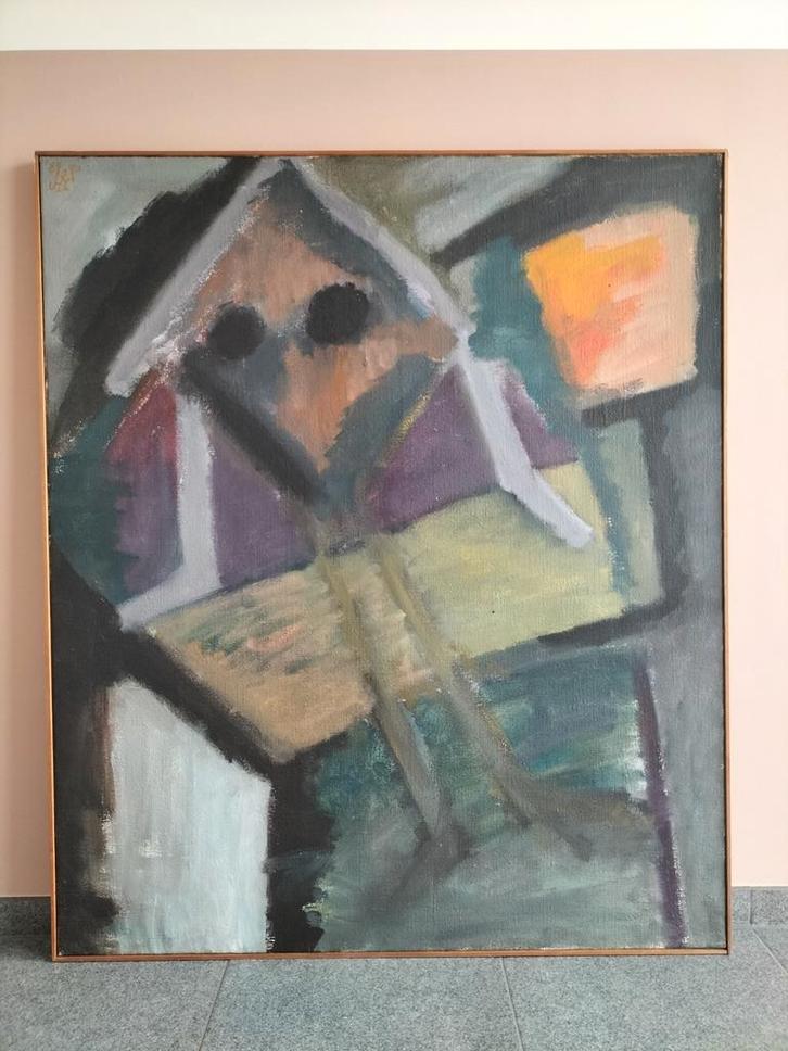 Heel groot schilderij, gesigneerd Godfried Pieters, Antiek en Kunst, Kunst | Schilderijen | Abstract, Ophalen