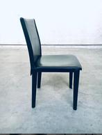 6 Design zwarte lederen stoelen "Arper", Huis en Inrichting, Stoelen, Ophalen, Gebruikt, Zwart, Design