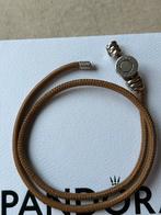 Bracelet en cuir brun Pandora, Handtassen en Accessoires, Armbanden, Leer, Bruin, Zo goed als nieuw