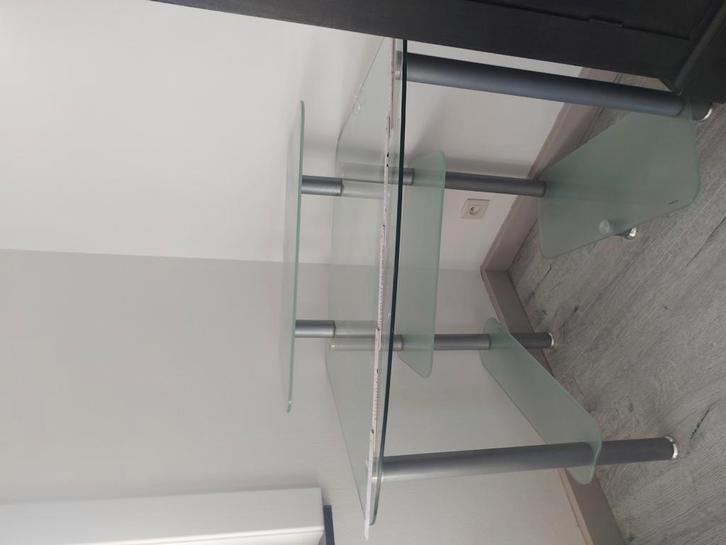 verre trempé/métal en acier inoxydable, Maison & Meubles, Armoires | Meubles ordinateur, Comme neuf, Verre, Métal, Enlèvement