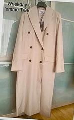 Weekday lange jas new label 38 taupe beige, Verzenden, Beige
