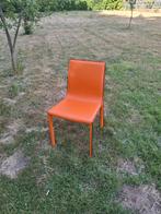 Orange italiaanse lederen eetkamerstoel, Ophalen, Zo goed als nieuw