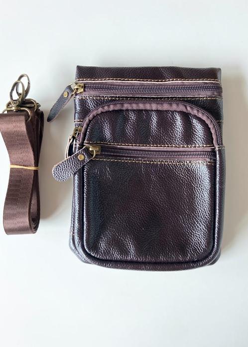 Heren heup-schoudertas, Handtassen en Accessoires, Tassen | Schoudertassen, Nieuw, Overige merken, Bruin, Leer, Ophalen of Verzenden