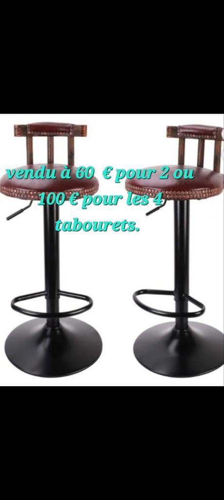 Lot 4 tabourets industriel retro (livraison possible), Maison & Meubles, Tabourets de bar, Cuir, 2 tabourets, Enlèvement ou Envoi