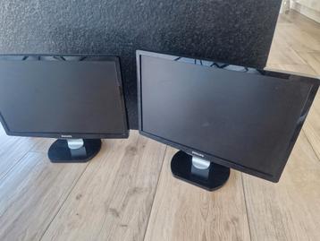 2 schermen van philips 22 inch beschikbaar voor biedingen