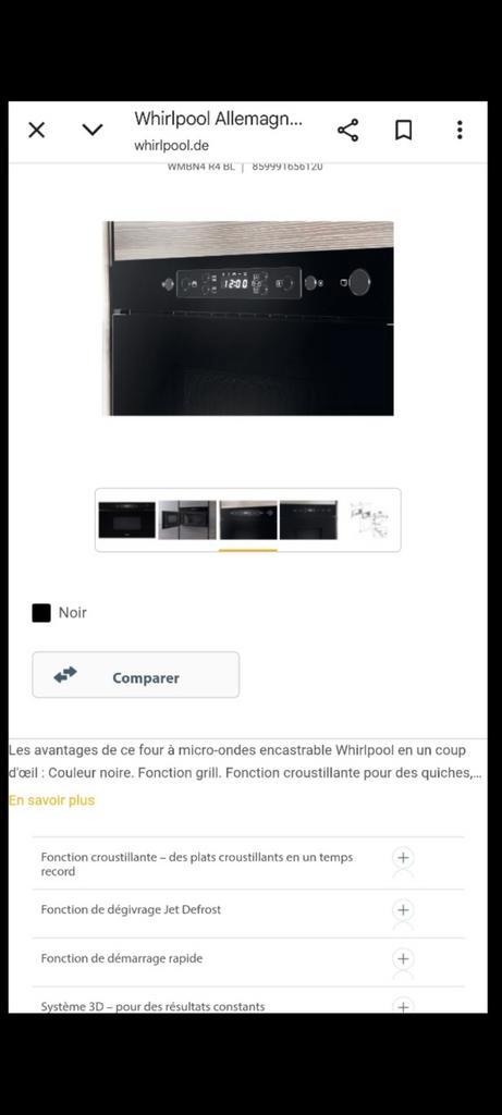 Four à micro-ondes encastrable Whirlpool neuve, Maison & Meubles, Cuisine | Vaisselle, Enlèvement