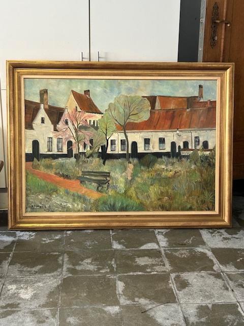 Boerderij in landschap Martin Neirynck 1992, Antiek en Kunst, Kunst | Schilderijen | Klassiek, Ophalen of Verzenden