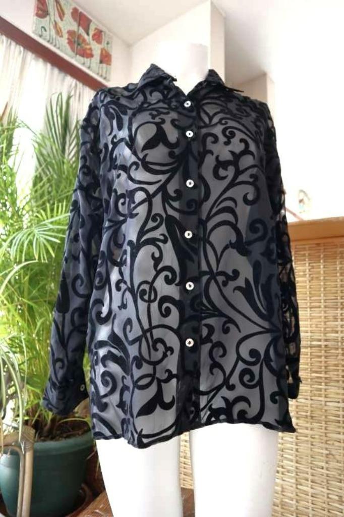 origineel vintage dressing transparante blouse, Kleding | Dames, Blouses en Tunieken, Zo goed als nieuw, Maat 38/40 (M), Zwart