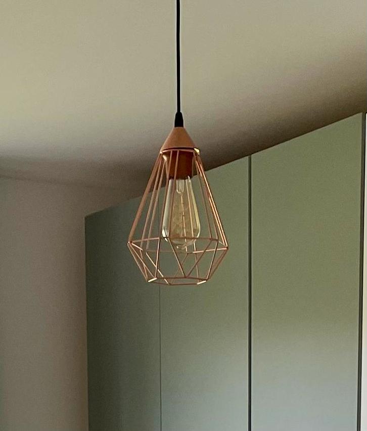 Bronskleurige hanglamp - industrial look, Huis en Inrichting, Lampen | Hanglampen, Zo goed als nieuw, 50 tot 75 cm, Metaal, Ophalen