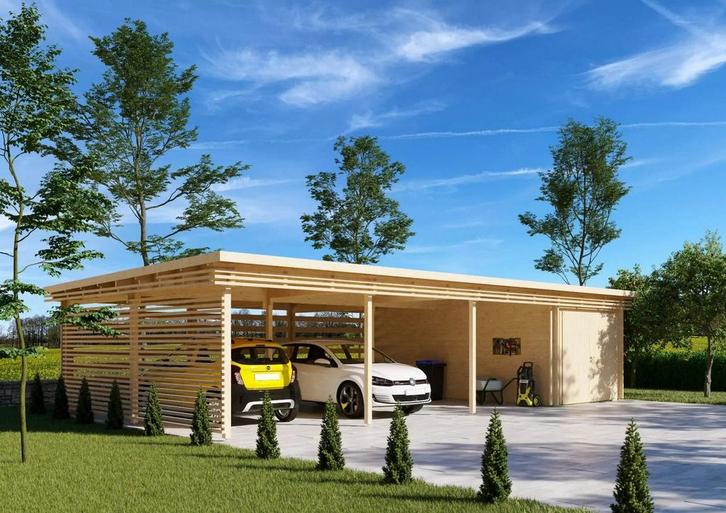 NIEUW: GARAGE MET CARPORT BÜSUM | 6,38 X 11,88 METER, Tuin en Terras, Overkappingen, Nieuw, Carport, Ophalen of Verzenden