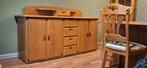 massief houten wit eiken dressoir van 2 m  tafel en stoelen, Ophalen, Gebruikt, 150 tot 200 cm, Eikenhout