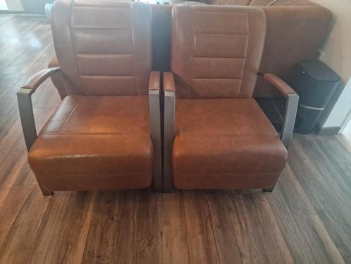 2x Fauteuil Cognac Comfort Bruin Gebruikt Degelijk, Maison & Meubles, Sièges-poires, Enlèvement ou Envoi