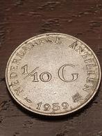 Zilverstukje 1/10 gulden Nederlandse Antillen 1959, Enlèvement ou Envoi, Argent, 10 florins, Monnaie en vrac