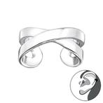 Zilveren ear cuff gekruist, Handtassen en Accessoires, Oorbellen, Ophalen of Verzenden, Nieuw, Zilver, Zilver