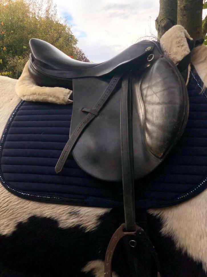 Zwart springzadel, Dieren en Toebehoren, Paarden en Pony's | Zadels, Gebruikt, Springen, Ophalen