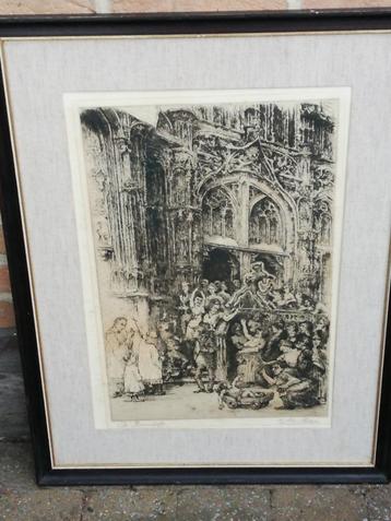 G. Langie: ' De bruiloft', ets beschikbaar voor biedingen