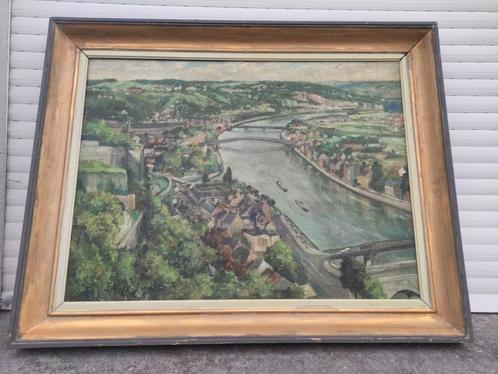huile sur toile vue de namur signe Baily Charles, Antiek en Kunst, Kunst | Schilderijen | Klassiek, Ophalen