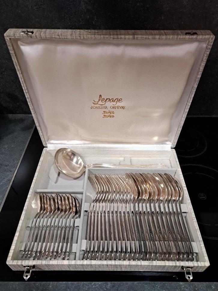 Service en métal argenté Lepage Joaillier+coffret d’origine, Antiquités & Art, Antiquités | Couverts, Enlèvement