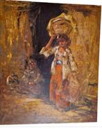 vintage schilderij `` was dame draagster``, Antiek en Kunst, Ophalen of Verzenden