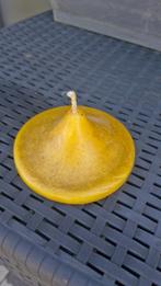 Grote vintage handgemaakte kaars op smeedijzeren kandelaar, Ophalen of Verzenden