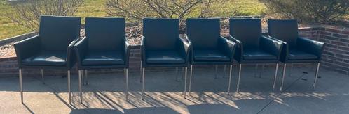 6 chaises noires de salle à manger avec accoudoir, Huis en Inrichting, Stoelen, Gebruikt, Vijf, Zes of meer stoelen, Kunststof