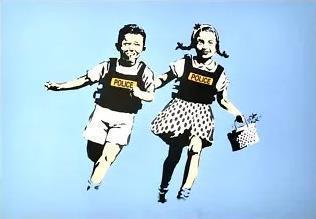 Police Kids - Banksy, Antiek en Kunst, Kunst | Schilderijen | Klassiek, Ophalen