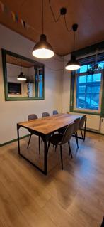 Massief houten eettafel met zwart metalen frame, Huis en Inrichting, Tafels | Eettafels, Ophalen, 50 tot 100 cm, Zo goed als nieuw