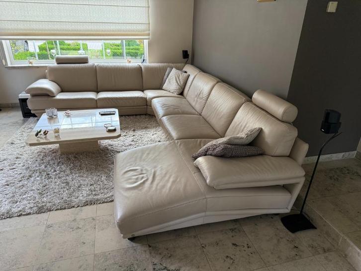 Salon leder Natuzzi, Huis en Inrichting, Zetels | Complete zithoeken, Gebruikt, Hout, Leer, Ophalen