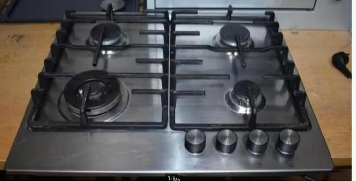 inbouw aardgas kookplaat 4 pits fornuis keuken € 49,- inox, Huis en Inrichting, Keuken | Keukenelementen, Gebruikt, Ophalen of Verzenden