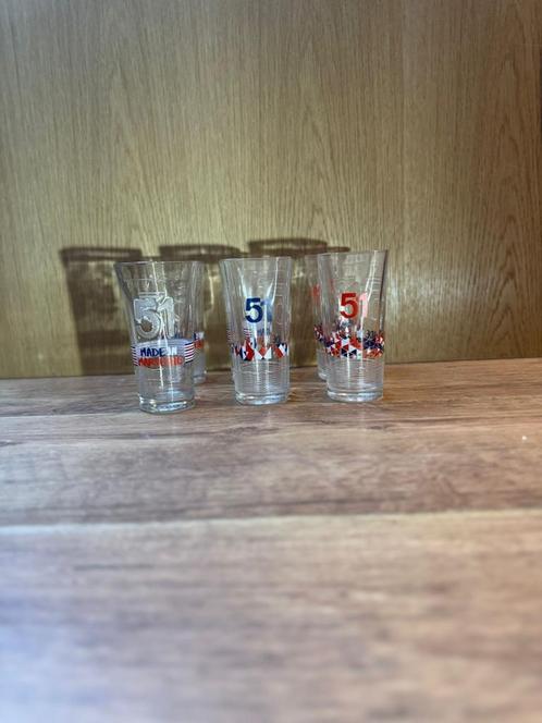 6 Pastis 51 Signature glazen — Made in Marseille — vintage, Huis en Inrichting, Keuken | Servies, Zo goed als nieuw, Glas of Glazen