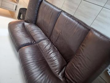 lederen salon 2 en 3 zit  en 4 keukenstoelen ., Enlèvement, Utilisé