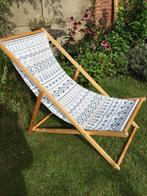 Ligstoel hout/stof, Tuin en Terras, Tuinstoelen, Ophalen of Verzenden, Zo goed als nieuw, Hout, Verstelbaar