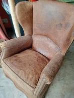 Fauteuil en cuir espagnol, à dessus fixe !, Brocante spaans, Moins de 75 cm, Enlèvement, Utilisé