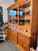 Vitrine buffet kast Teak, Ophalen, Koloniaal / Landelijk met een tijdloze uitstraling, 200 cm of meer, Glas