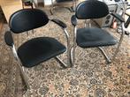 Set Van 4 Effezeta Eetkamerstoelen Cantilever Chrome 80'S, Huis en Inrichting, Metaal, Vier, Vintage, mid-century, Gebruikt