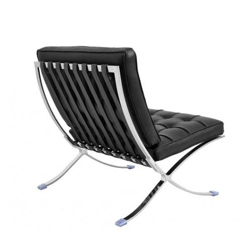 Barcelona designfauteuil van echt leer, roestvrij staal, Huis en Inrichting, Fauteuils, Nieuw, Leer, Metaal, 75 tot 100 cm, 75 tot 100 cm