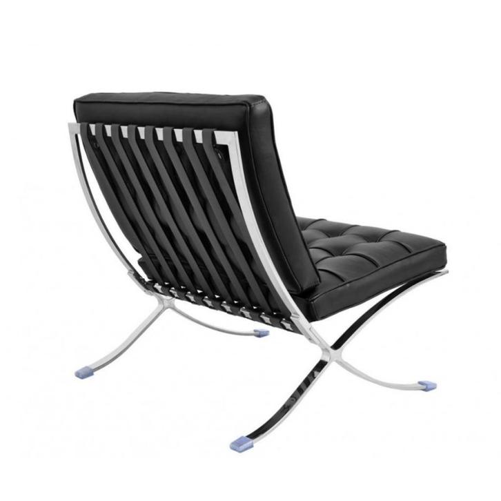 Barcelona designfauteuil van echt leer, roestvrij staal, Huis en Inrichting, Fauteuils, Nieuw, Leer, Metaal, 75 tot 100 cm, 75 tot 100 cm
