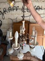 Antieke kroonluchter, lampen, kaarsen, Huis en Inrichting, Lampen | Kroonluchters, Ophalen, Gebruikt, Glas