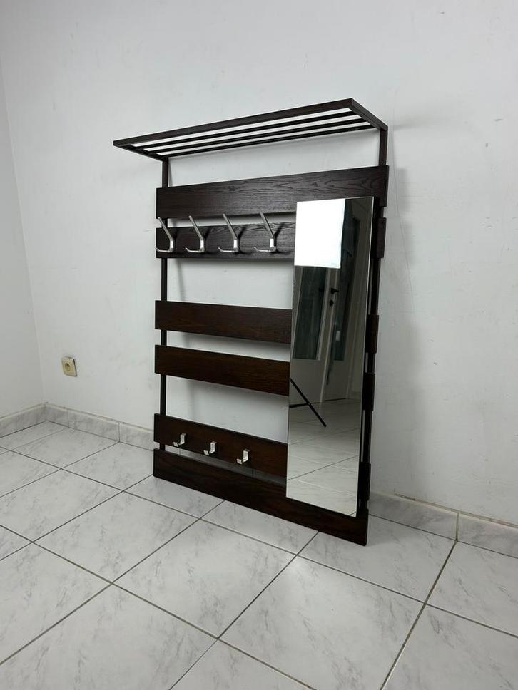 Vintage wandkapstok met spiegel en hoedenrek, Huis en Inrichting, Woonaccessoires | Kapstokken, Gebruikt, Wandkapstok, 100 tot 150 cm