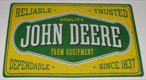 JOHN DEERE : Metalen Bord Logo John Deere Tractor Since 1837, Collections, Marques & Objets publicitaires, Neuf, Panneau publicitaire