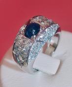 Art deco exclusieve gouden ring met saffier en diamanten 1,9, Bijoux, Sacs & Beauté, Bagues, Comme neuf, Femme ou Homme, Avec pierre précieuse