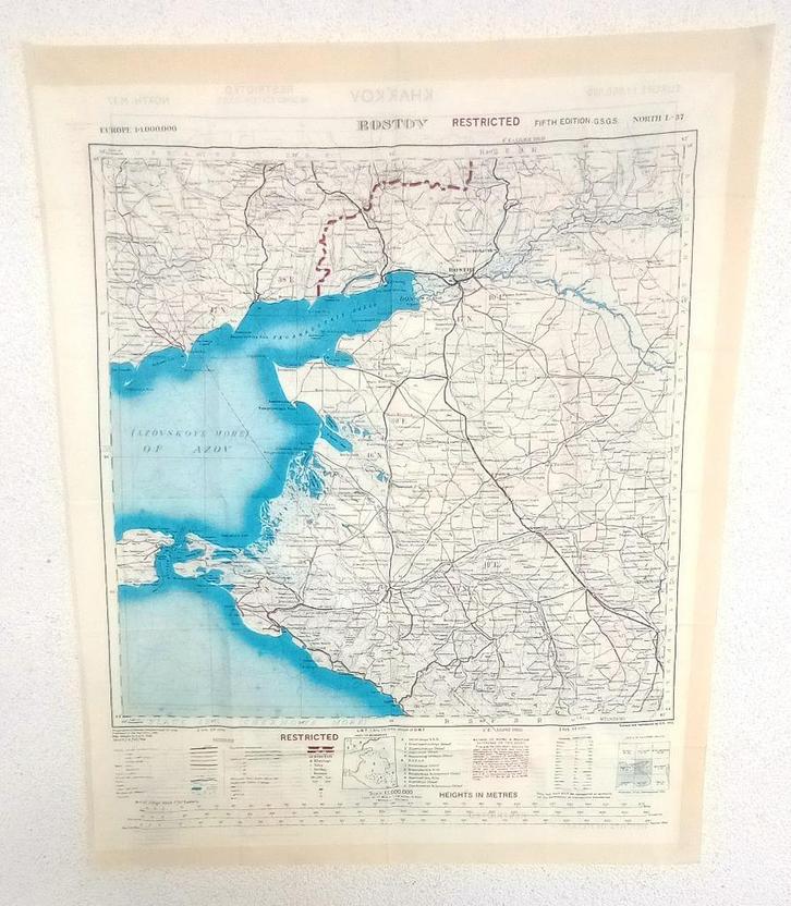 ESCAPE MAP KHARKOV – ROSTOV (midden 20s eeuw), Verzamelen, Militaria | Algemeen, Overige soorten, Overige typen, Ophalen of Verzenden
