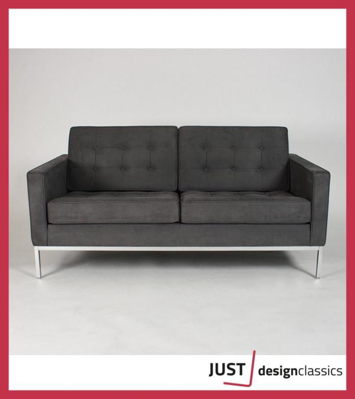 Florence Knoll 2-Zits Sofa Grijs Alcantara, Huis en Inrichting, Zetels | Zetels, Zo goed als nieuw, Rechte bank, Tweepersoons