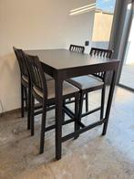 Hoge eettafel met 4 stoelen – moderne barset, Huis en Inrichting, Ophalen, Zo goed als nieuw, Inclusief barstoelen