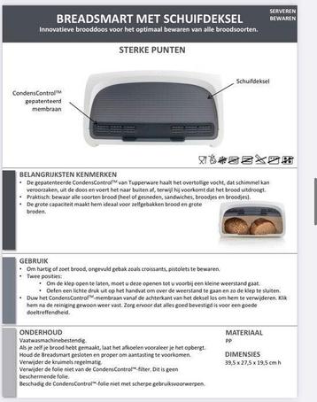 Breadsmart met schuifdeksel  nieuw, Enlèvement ou Envoi, Neuf